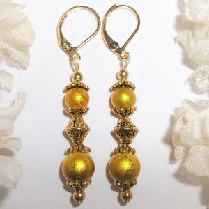 Yellow Earrings, Marigold Yellow Earring, Gold and Yellow Earring, Earring 7531